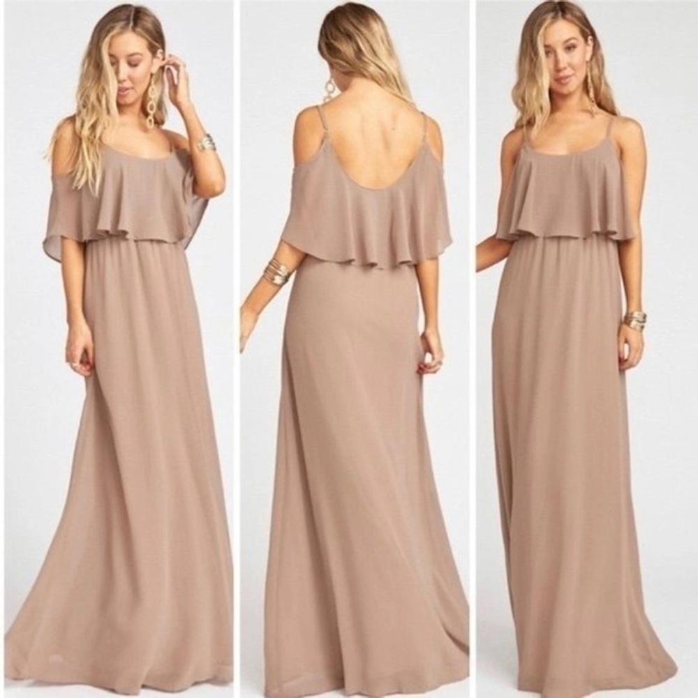 Show Me Your Mumu Caitlin Ruffle Maxi Dress Dune NEW